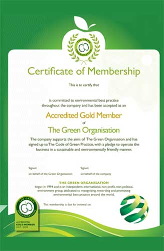 Green Organisation Certificate of Membership